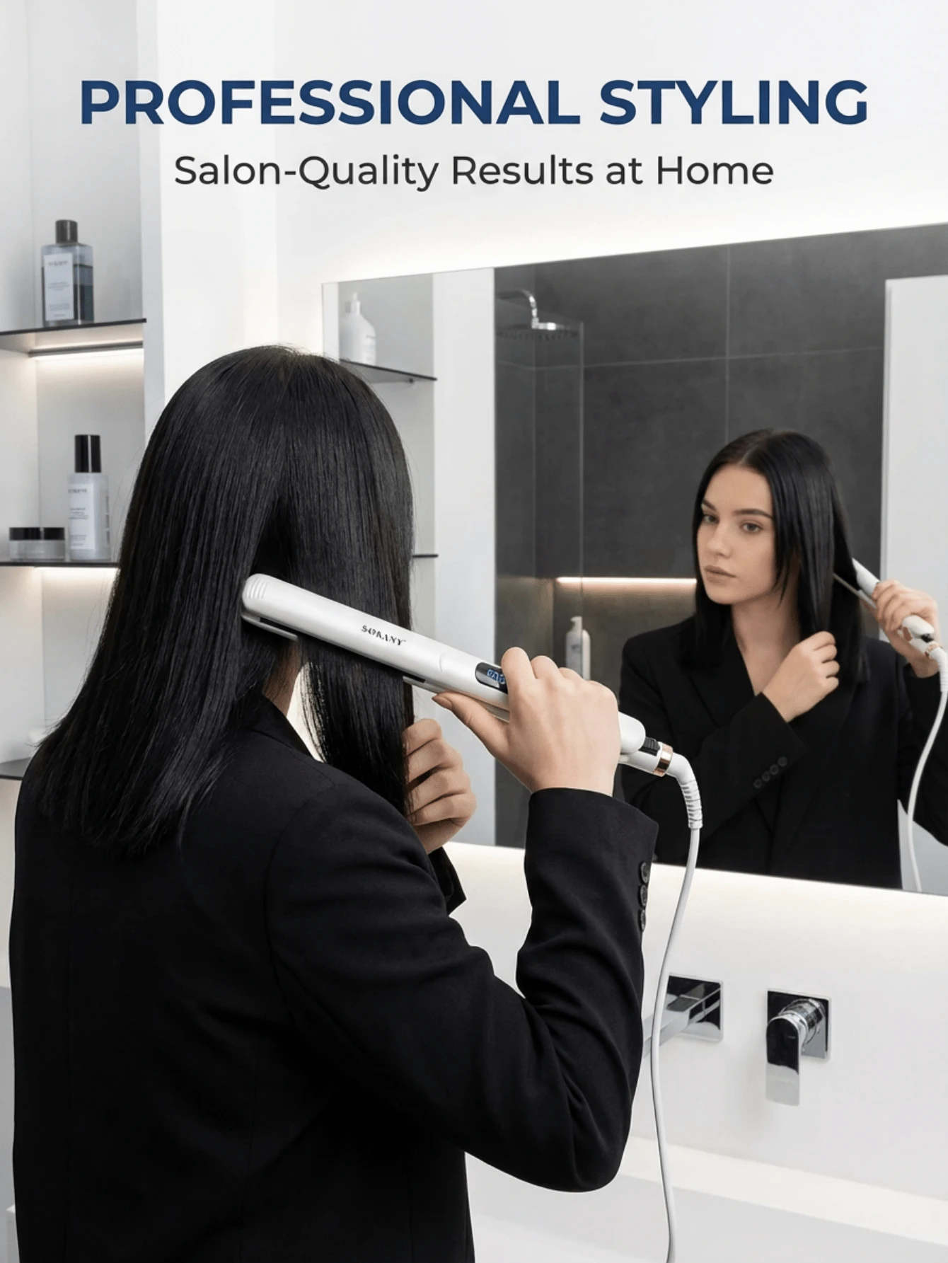SOKANY This Ceramic Hair Straightener Can Smooth And Straighten Hair Or Help You Achieve Loose, Beachy Waves. It Heats Up Quickly And Is Suitable For All Hair Types. It's A User-Friendly Straightener Designed For Faster Styling. - White - View 1