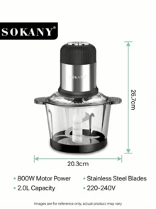 SOKANY-7025A 电动绞肉机，可切碎馅料和研磨蔬菜馅料，2升大容量绞肉机 - 銀色 - 查看 2