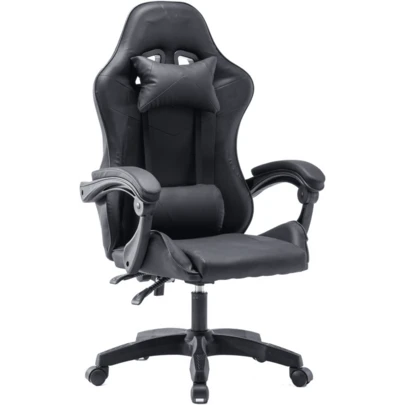 Heavy Duty Gaming Reclining Racing Chair PU Leather Swivel PC Game Desk Chair (Black)