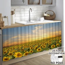 1 chiếc khăn trải bàn in họa tiết hoa hướng dương, rèm nhỏ cho nhà bếp, rèm tủ có lỗ treo, dễ treo, 100% polyester, hình chữ nhật, dệt, có thể giặt máy, trang trí và phụ kiện nhà bếp, phù hợp với tủ bếp và trang trí nhà cửa. - Nhiều màu - Xem 2