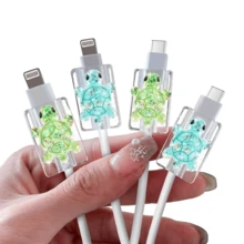 可爱3D闪亮海龟造型充电线保护套，兼容数据线、iPad、USB Type-C/L接口