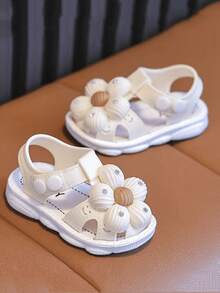 Vicvait Sandal Anak Perempuan, Sandal Anak-Anak dengan Sol Lembut untuk Dalam/Luar Ruangan, Musim Panas - Krem - View 5