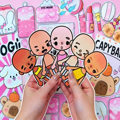 Toca Boca World Animal Dress-Up Blind Bag, Decompression Dress-Up Scrapbook, Non-Finished Product Needs Handmade Cutting, DIY 3D Book Handmade Toy