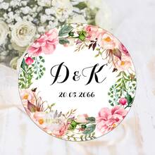 UNICCUT Etiquetas adhesivas personalizadas con diseño floral de eucalipto en forma redonda, personalizadas para cajas de regalo de boda, fiesta de novia, bautizo - Negro - Ver 32