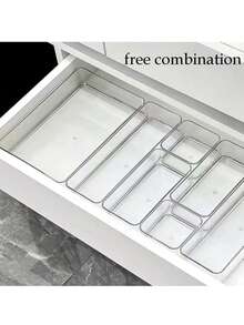 6/7pcs Clear Acrylic Drawer Organizer Set, Versatile Cosmetic Storage Boxes, Stylish Desktop Divider Organizers For Makeup, Office Supplies, And Miscellaneous Storage, Perfect Summer Essentials For Women, Ideal Gift For Christmas, Thanksgiving, New Year, And Valentine's Day, Enhance Your Space With Functional Elegance And Organization Solutions, Makeup Room Decor,Makeup Bag,Travel Essential - Multicolor - View 9