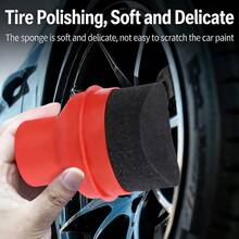 Car Tire Shine Applicator Sponge, High-Density Waxing Pad, Ergonomic Curved Grip Tire Dressing Sponge With Cover - A - View 2