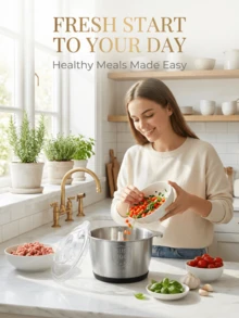 SOKANY-7020 电动绞肉机，带沥水和蔬菜切丝功能，2升大容量，双层四刀片设计 - 黑色 - 查看 1