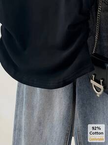 New Spring/Summer Black Cropped Short Sleeve T-Shirt, Drawstring Design, Slimming, Stylish & Chic - Black - View 5