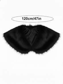 1pc Medieval Viking Style Faux Fur Shoulder Cape, Warrior Pirate Inspired Shawl, Suitable For Women And Men, Soft Faux Fur Wrap With Nordic Style, Suitable For Halloween Costume, Theme Photoshoot, Renaissance Fair, LARP, Vintage Nordic Faux Fur Shoulder Scarf - Black - View 4