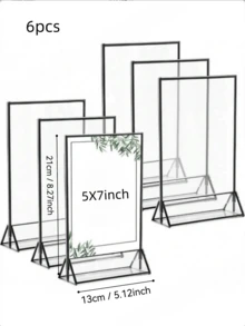 4 piezas/6 piezas Soportes de señalización acrílicos de 4x6 5x7 pulgadas - Marcos de fotos de doble cara para mesa, adecuados para números de mesa de boda, menús de restaurante, fotos de Navidad, ceremonias de graduación, fiestas de cumpleaños, etiquetas de precio/fotos transparentes, Soportes de números de mesa de boda de acrílico transparente, Aplicable para: Etiquetas de precio, Pantallas de números de mesa, Tableros de exhibición de fotos, Soportes de números de mesa transparentes de doble capa, Fácil de instalar. - Multicolor - Ver 8