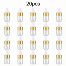 10pcs Mini Glass Dropper Bottles, 0.07oz Large Capacity, Gold Clear Essential Oil Small Bottles, Small Tincture Sample Containers, Capped Perfume Liquid Bottles, Travel Size, Hand Wash Only, Unscented, Round, Portable Accessory Storage - Multicolor - View 15