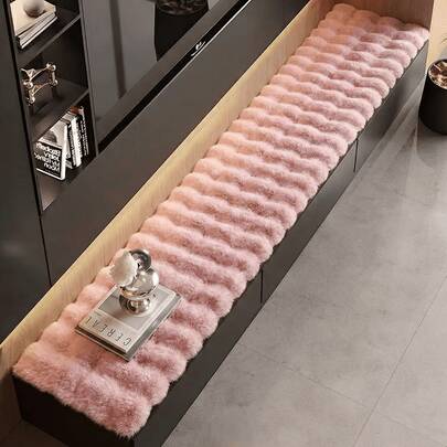 1 pieza Alfombra de peluche sintético premium, adecuada para entrada, sala de estar, gabinete, soporte de TV, banco de zapatos, alféizar de ventana, mesita de noche, gruesa, antideslizante, lavable, resistente al desprendimiento, opciones de multicolor, mantel/alfombra decorativa, para todo el año