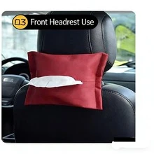 汽车座椅靠背悬挂式纸巾盒，多功能收纳袋，遮阳板纸巾架，男女通用便携式（黑色、红色、米色、灰色） - A - 查看 8