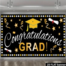 恭喜毕业！毕业季横幅悬挂旗帜，校友聚会毕业背景布派对横幅摄影横幅 - 彩色 - 查看 4