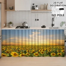 1 chiếc khăn trải bàn in họa tiết hoa hướng dương, rèm nhỏ cho nhà bếp, rèm tủ có lỗ treo, dễ treo, 100% polyester, hình chữ nhật, dệt, có thể giặt máy, trang trí và phụ kiện nhà bếp, phù hợp với tủ bếp và trang trí nhà cửa. - Nhiều màu - Xem 5