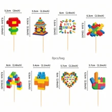 Game Console, Headphone, Controller, Building Blocks, Cupcake Toppers Decorations, Game Upgrade Cupcake Decorations, Video Game Theme Birthday Party Cake Decorations - Multicolor - View 11
