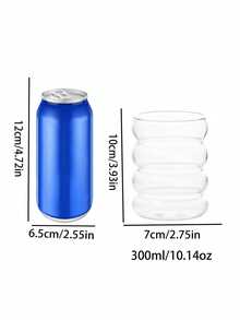1pc 350ml/10.14oz Caterpillar Shaped Glass Cup, Ripple Glass Cup, Glass Tableware, Creative Glass Cup, Retro Beverage Cup, Ripple Glass Tableware, Wavy Transparent Glass Cup, Straw Glass Cup, Beverage Glass Cup, Creative Glass Cup, Cocktail Glass - Clear - View 6