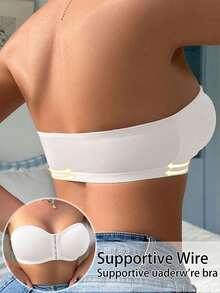 Women's Minimalist Front Closure Wireless Bra - White - View 2