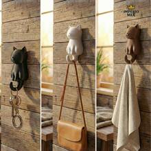 Decorative Cat Hook - Set Of 2 | Cute Key & Accessory Holder - White + White - View 2