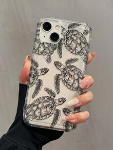 1个带气囊线黑色海龟图案的极简全包覆式TPU防震手机壳，兼容 17、16、15、14、13、12、11 Pro Max、Air和系列机型。 - 彩色 - 查看 3