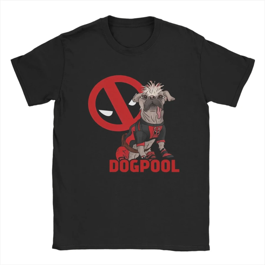 Deadpool & Woerine Dogpool T Shirt Men 100% Cotton Vintage T-Shirt Round Neck Comic Cool Tee Shirt Short Sve Clothing Adult.Png - 黑色1 - 查看 1