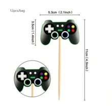 Game Console, Headphone, Controller, Building Blocks, Cupcake Toppers Decorations, Game Upgrade Cupcake Decorations, Video Game Theme Birthday Party Cake Decorations - Multicolor - View 10