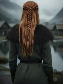 1pc Medieval Viking Style Faux Fur Shoulder Cape, Warrior Pirate Inspired Shawl, Suitable For Women And Men, Soft Faux Fur Wrap With Nordic Style, Suitable For Halloween Costume, Theme Photoshoot, Renaissance Fair, LARP, Vintage Nordic Faux Fur Shoulder Scarf - Black - View 3