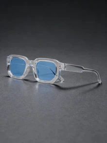 1pc Square Small Frame Unisex Fashion Glasses, Retro Minimalist High-End Fashion, Suitable For Tropical Beach Holidays, Gifts, Outdoor Activities, Golf, Street Photography, Beach Toys, Summer Beach Vacation, Outdoor, Travel - Black - View 9