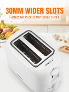 Sokany HJT-022 双片烤面包机，700瓦 - 白色 - 查看 4