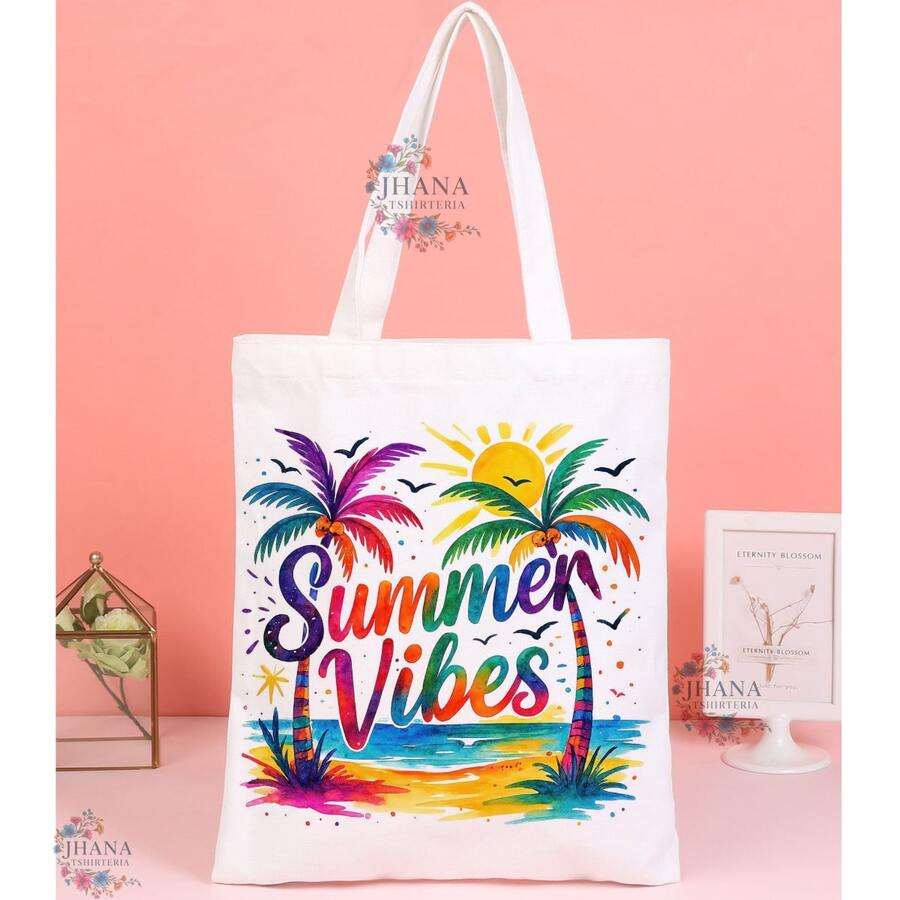 BOLSA SACOLA ECOBAG SUMMER VIBES,casual, pratica e facil ,bolsa feminina,UNISSEX - Branco - Visão 1
