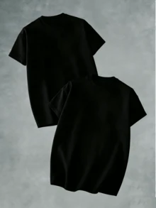 Oversized Boxy Cut Short Sleeve Jersey T Shirt Casual Crop Fit Streetwear Modern Minimalist All Season Essential Top-Comfortable Retro Cotton T-Shirt-K912026 New Men's Spring/Summer Casual Resort Wear Versatile Pure Cotton T-Shirt - 黑色 - 查看 6