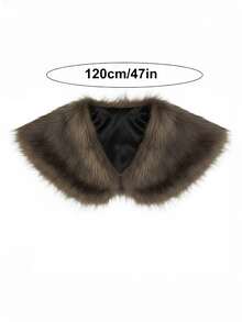 一件中世纪维京风格人造毛皮披肩，灵感源自战士海盗，男女皆宜，柔软的北欧风格人造毛皮围巾，适合万圣节装扮、主题摄影、文艺复兴集市、角色扮演游戏、复古北欧人造毛皮肩巾。 - 鏽棕色 - 查看 4