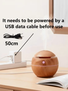 1pc Faux Wood Grain Mushroom Humidifier [Plug-In], 200ML/ABS Material Home Bedroom Bathroom Air Humidifier, Low Noise Indoor Mist Sprayer - Multicolor - View 4