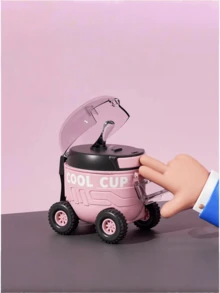 1pc High-Quality Outdoor Portable Leak-Proof Bounce Cup With Strap, Creative Mars Rover Plastic Cup, Student Water Cup With Straw - Multicolor - View 5