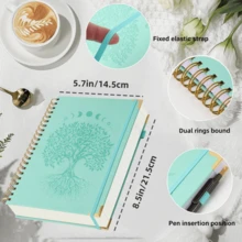 Sổ tay bìa cứng 300 trang, họa tiết cây cổ điển, gáy xoắn, khổ lớn A5/B5, kẻ dòng dành cho sinh viên, có 2 ngăn đựng tài liệu và 24 tab chỉ mục, phù hợp cho cả nam và nữ, dùng đi học, đi làm và ở nhà, giấy dày 100gsm, quà tặng sổ tay cao cấp cho mùa tựu trường. - Nhiều màu - Xem 5