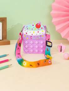 1pc Children's Silicone Ice Cream Shaped Zipper Coin Purse, Crossbody Bag, Suitable For Outdoor Use - Purple - View 6