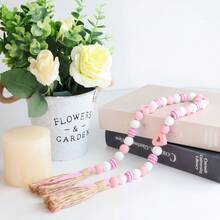 1件木质心形串珠装饰品，乡村农舍风格多层托盘装饰，爱情主题墙饰，适用于墙面装饰、农舍装饰、创意礼物、节日装饰、生日派对用品、情人节家居装饰、浪漫礼物和家居点缀 - 彩色 - 查看 10