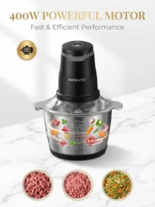 SOKANY-7020 Electric Meat Grinder With Drainage And Vegetable Shredding Functions, 2L Large Capacity, Dual-Layer Four-Blade Design - Black - View 5