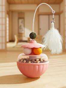 可调节慢食喂食器猫玩具 - 带旋转猫球和羽毛棒的互动式零食分配器，激发狩猎本能，缓解室内猫的无聊，为幼猫提供健康的运动和精神滋养。 - 彩色 - 查看 10