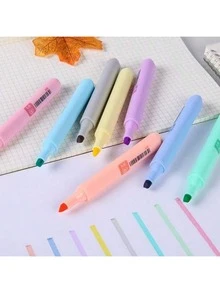 8pcs Creative Macaron 8-Color Fluorescent Pen Set, Pastel Color Hand-Drawn Poster Student Marker, Planner, Colorful Drawing, Doodle Pens, Random Color Mix And Match, Random Packaging Box - Multicolor - View 6