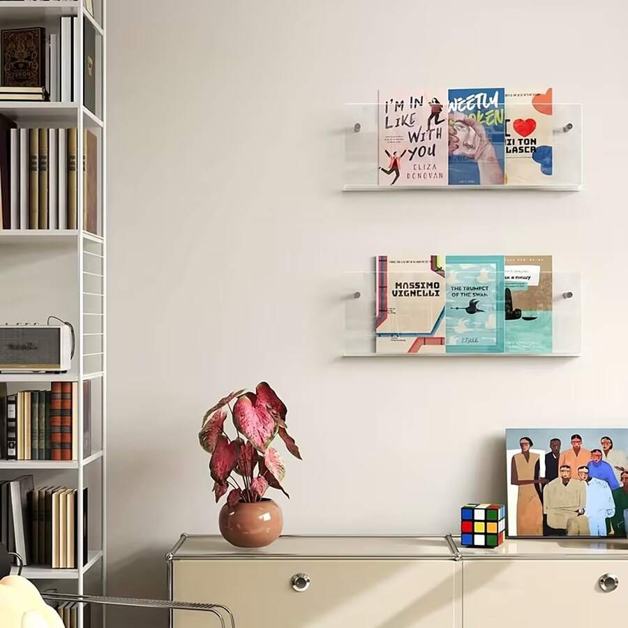 1 Bộ Giá Treo Tạp Chí Bằng Acrylic Treo Tường, Kệ Treo Tài Liệu Cho Gia Đình, Văn Phòng, Phòng Khách - trong suốt - Xem 1