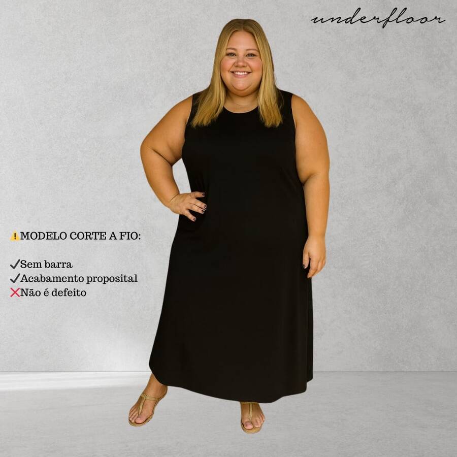 Women's Plus Size Midi Dress, Casual, Unilateral Slit, Cotton Mesh, Evangelical Fashion, Evening, Holiday, Travel - 黑色 - 查看 1