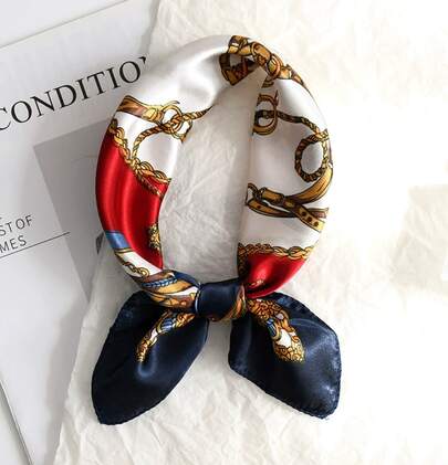 Lenço Feminino Pequeno Estampa Corrente Elegante 50x50cm