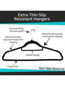 10 chiếc móc treo quần áo vô hình, móc treo quần áo bọc nhung, móc treo quần áo chống trượt, móc treo quần áo dùng trong nhà, chất lượng cao và thiết kế liền mạch. - Nhiều màu - Xem 9