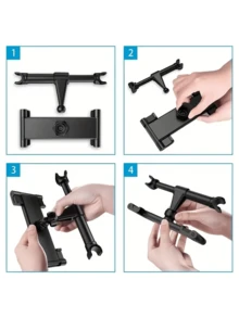 Car Headrest Tablet Mount - Universal Adjustable Auto Back Seat Phone Holder For IPad & Tablets Vehicle Travel Entertainment Accessory - A - View 3
