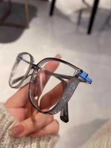 1 pieza Gafas ópticas de mujer de marco ovalado, de moda, minimalistas y adecuadas para la escuela - transparente - Ver 6