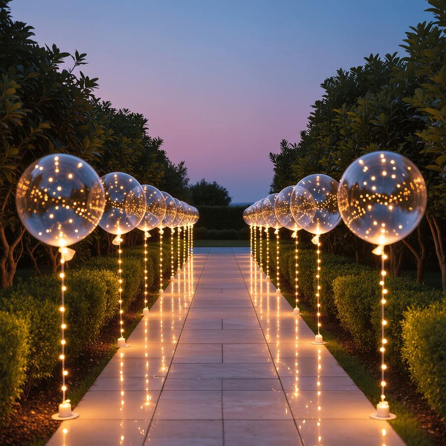 10/20 Pack LED Balloons, 20 Inches Light Up Balloons, Clear Helium Bobo Balloons, Glow Bubble With String Lights For Valentines Day, Halloween, Christmas, Wedding, Birthday Party Decoration - 彩色 - 查看 1