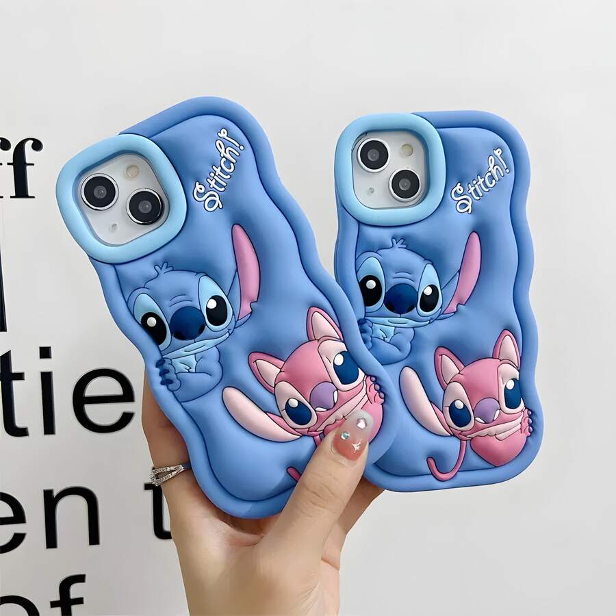 This New Disney Character Stitch 3D Wave Anti-Drop Phone Case Is Compatible With Apple IPhones 14/15 (11, 12, 12pro, 12pm, 13, 13p, 13promax, 14, 14pro, 14promax, 14plus, 15, 15pro, 15plus, 15pm, 16, 16pro, 16plus, 16promax, 17, 17pro, 17promax). It's The Perfect Gift For Friends And Family. Stylish Phone Case With Fun Emojidesigns,  Lightweight, And Durable.Iphonecase,Phone Accsesories,Travel Essential,Valentine's Day,Polka Dot,Iphoneaccsesories, - 藍色 - 查看 1