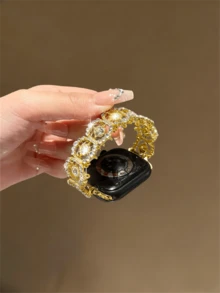 Compatible With Apple Watch New Sunburst Diamond Bangle Strap 38/40/41/42/44/45/46/49mm, For Ultra/SE 2/SE 1/Series 10/9/8/7/6/5/4/3/2/1 - Gold - View 4