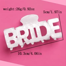 新娘发饰爪夹 – 白色大理石纹亚克力 | 新娘发饰、单身派对装饰、可佩戴新娘礼物、单身派对小礼物 - 新娘抓夾 - 查看 6